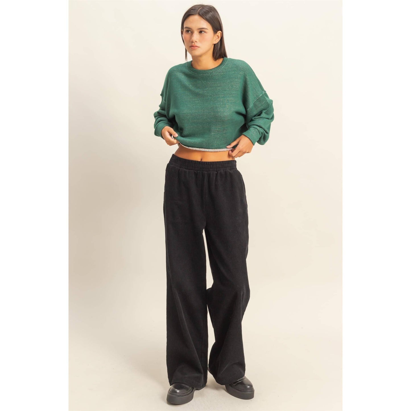 Drop-Shoulder Cropped Top