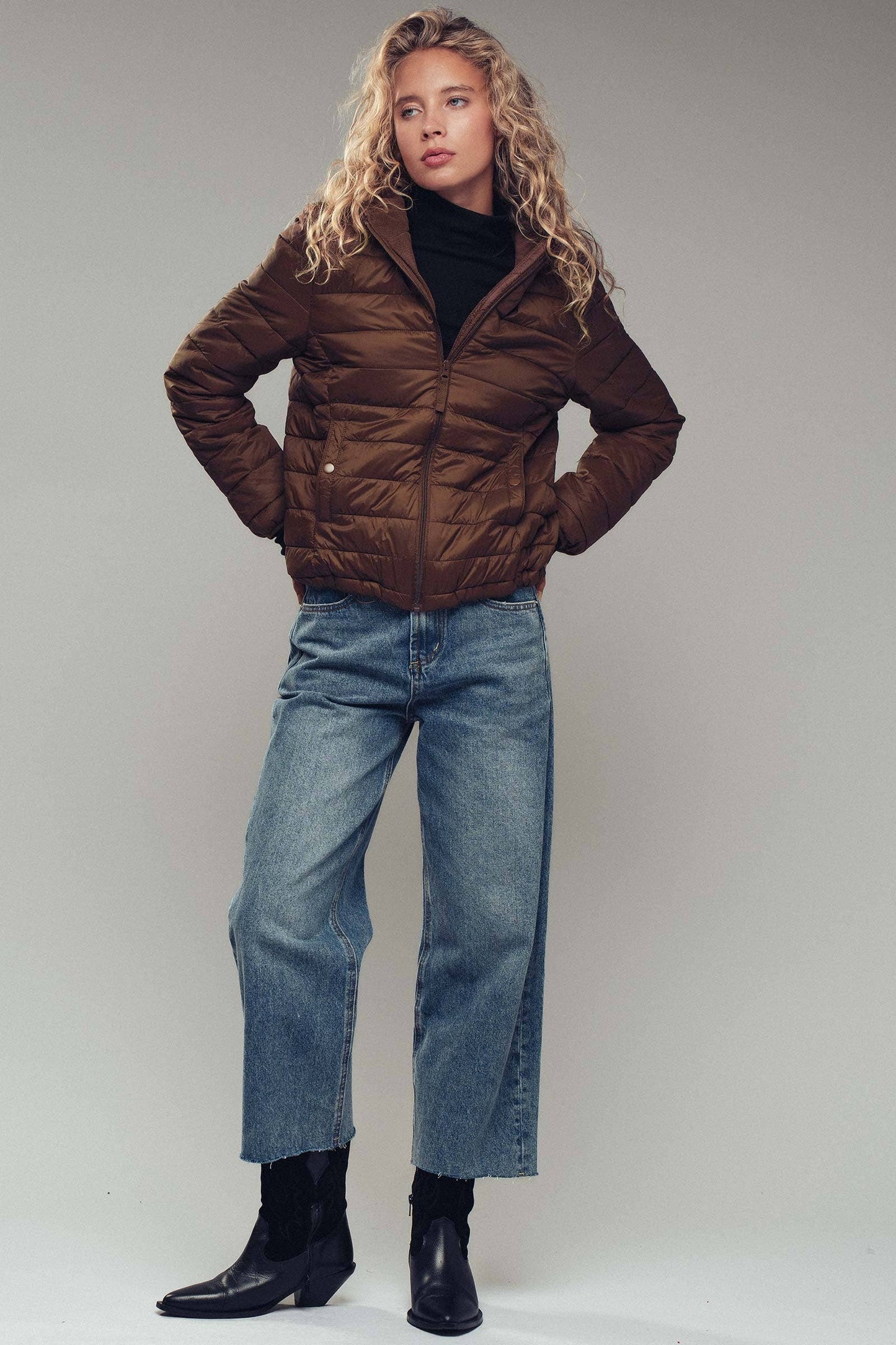 Hooded Lightweight Channel-Quilted Puffer Jacket