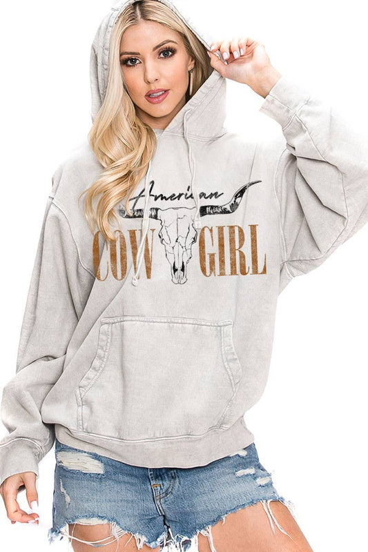 AMERICAN COWGIRL  MINERAL WASH HOODED PREMIUM