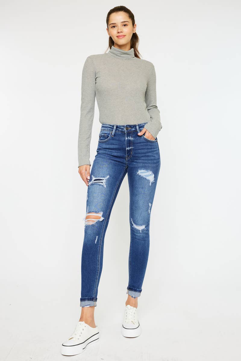 HIGH RISE ANKLE SKINNY JEANS