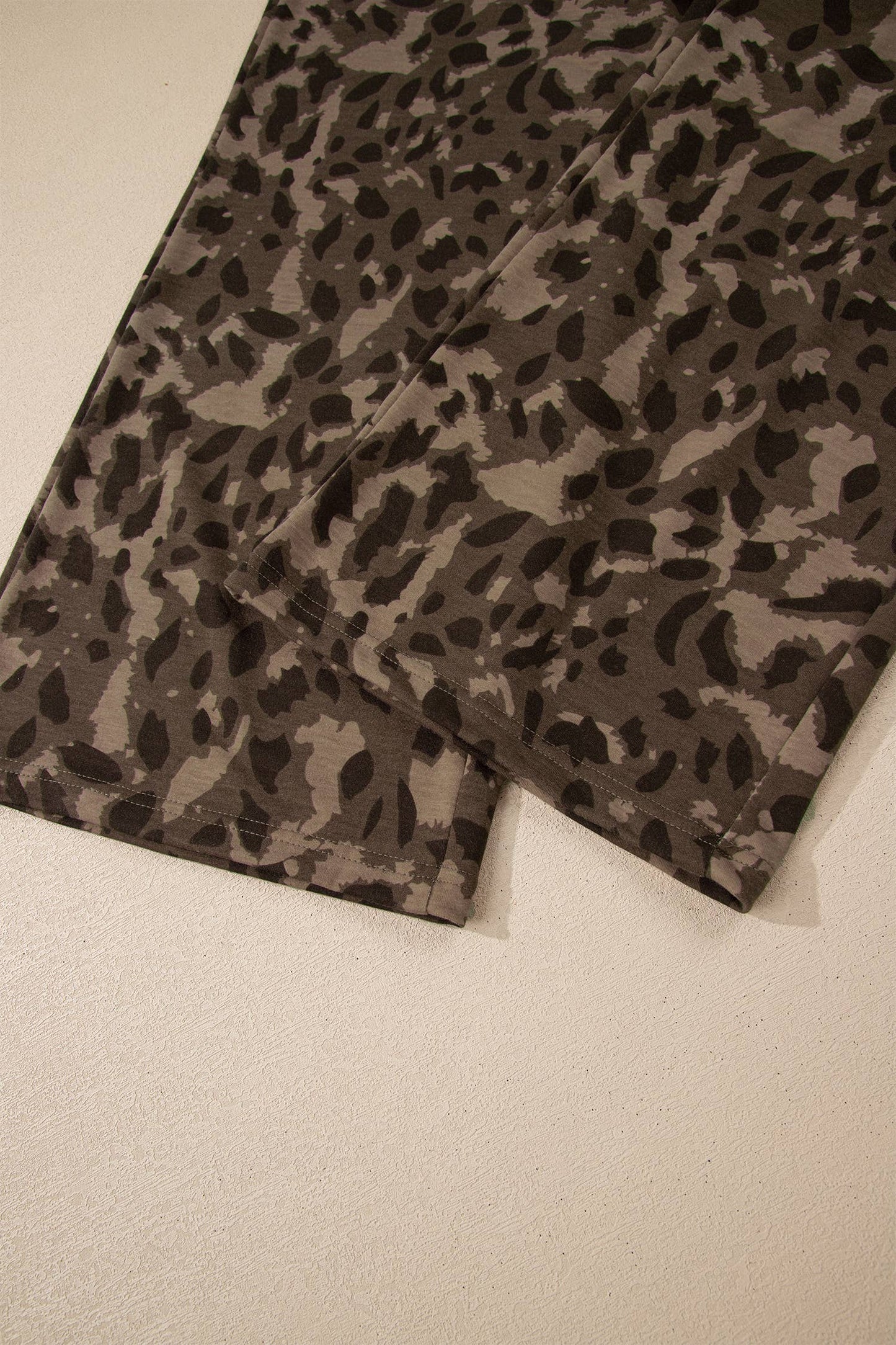 Leopard Raw Seam Patched Pullover Drawstring Loose Pant Set