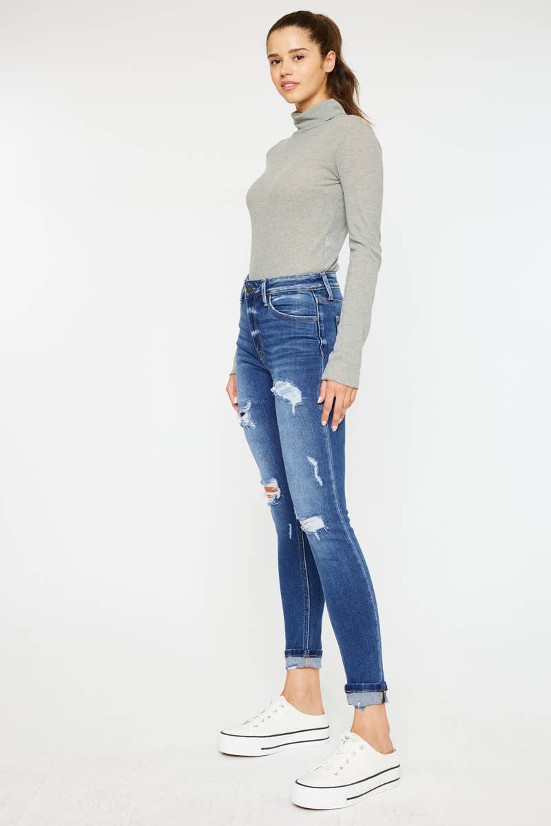 HIGH RISE ANKLE SKINNY JEANS