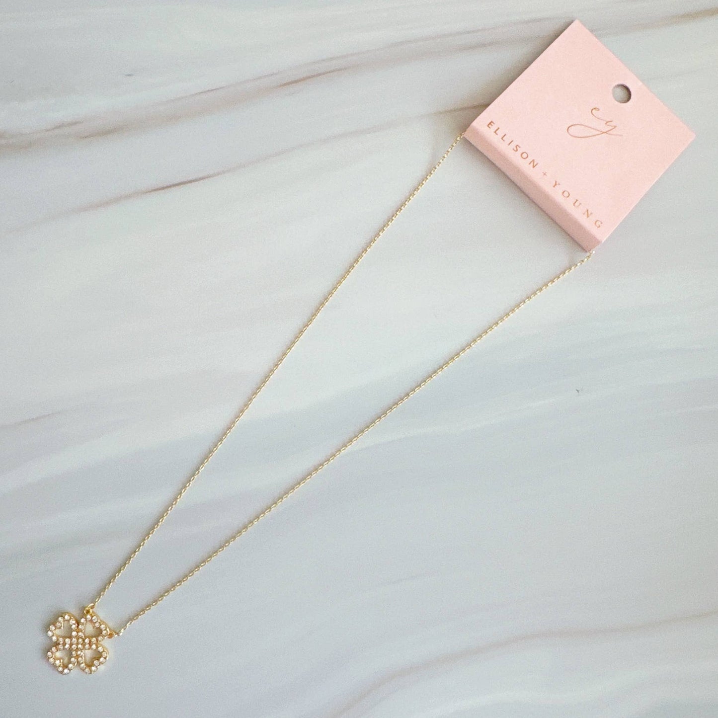 Golden Clover Crystal Necklace – Modern Radiance