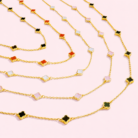 Petite Colored Clover Necklace