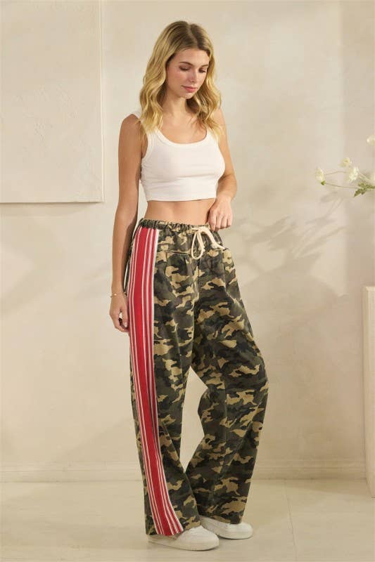 Leopard Sport Striped Wide Legged Pants