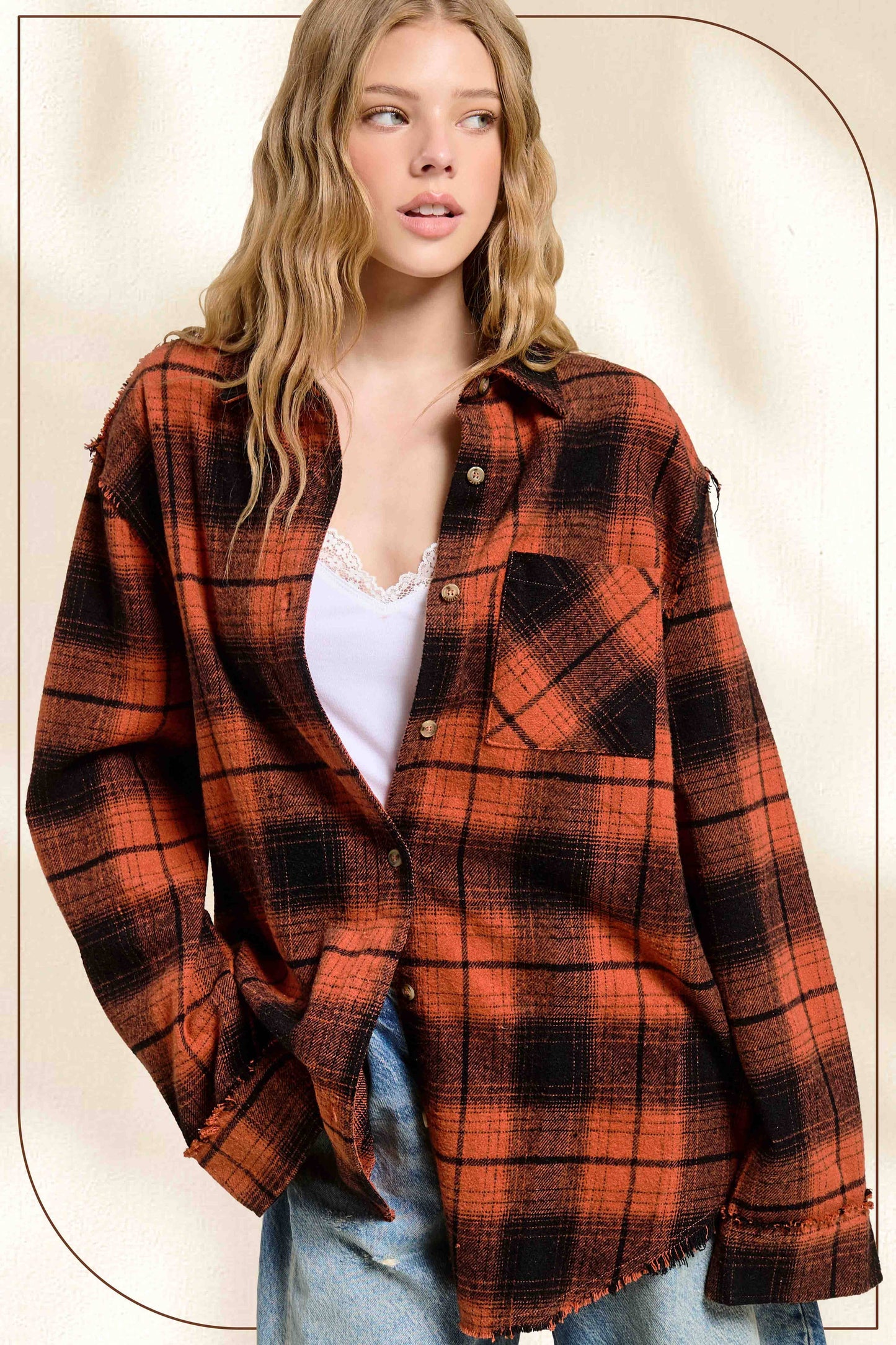 Mineral Washed Button-Down Soft Fabric Plaid Shirts