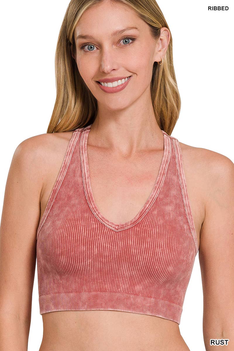 Premium Washed Seamless Rib Crop Tank