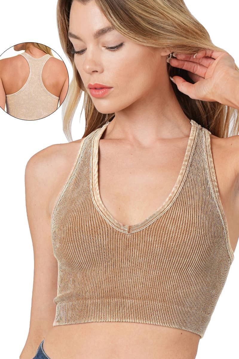 Premium Washed Seamless Rib Crop Tank