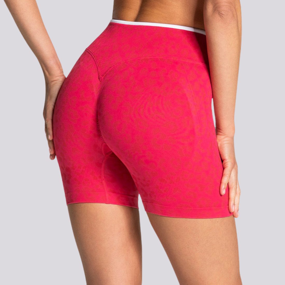 Women's Seamless Contrast Leopard Print Sports Yoga Shorts