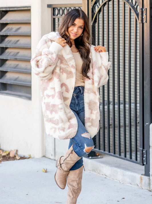 Faux Fur Cream/Mauve