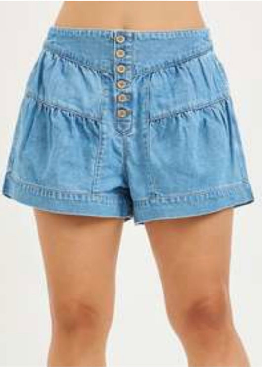Slouchy Shirred Shorts