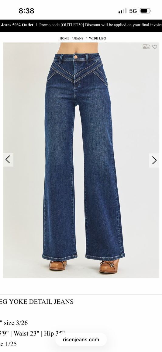 High Rise Wide Leg Yoke Detail Jeans PREORDER