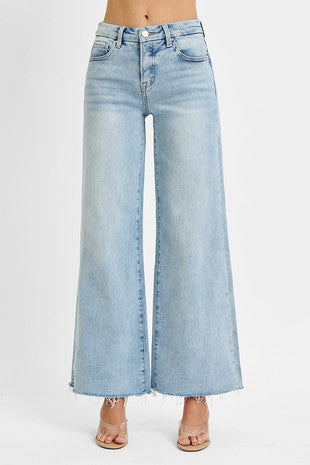 Tummy Control Mid Rise Wide Jeans