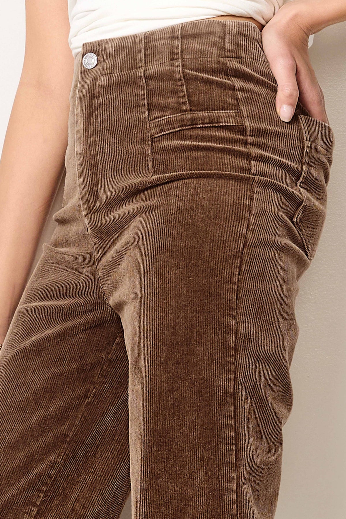 Mineral Washed High Waisted Wide Leg Corduroy Pants