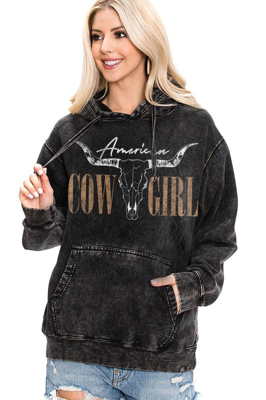 AMERICAN COWGIRL  MINERAL WASH HOODED PREMIUM