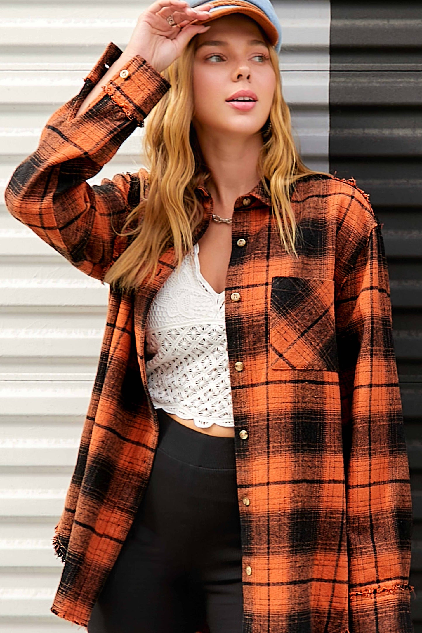 Mineral Washed Button-Down Soft Fabric Plaid Shirts