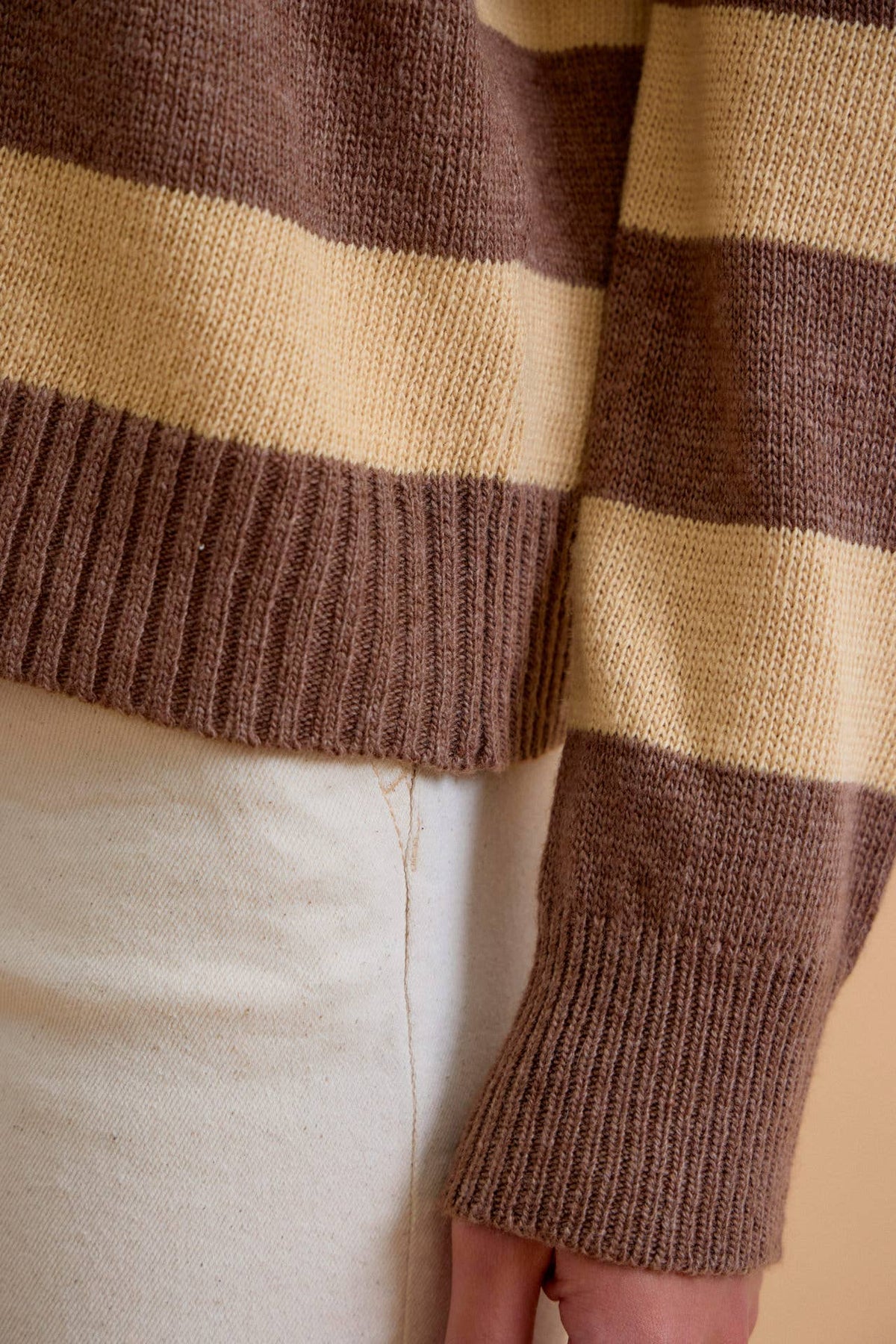 ANGORA BLEND RELAXED FIT WIDE STRIPED SWEATER