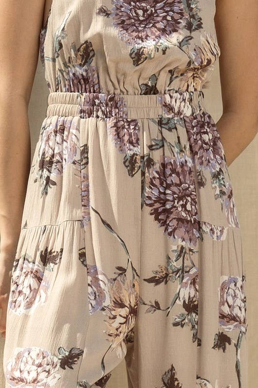 Floral Print Wide Leg Jumpsuit