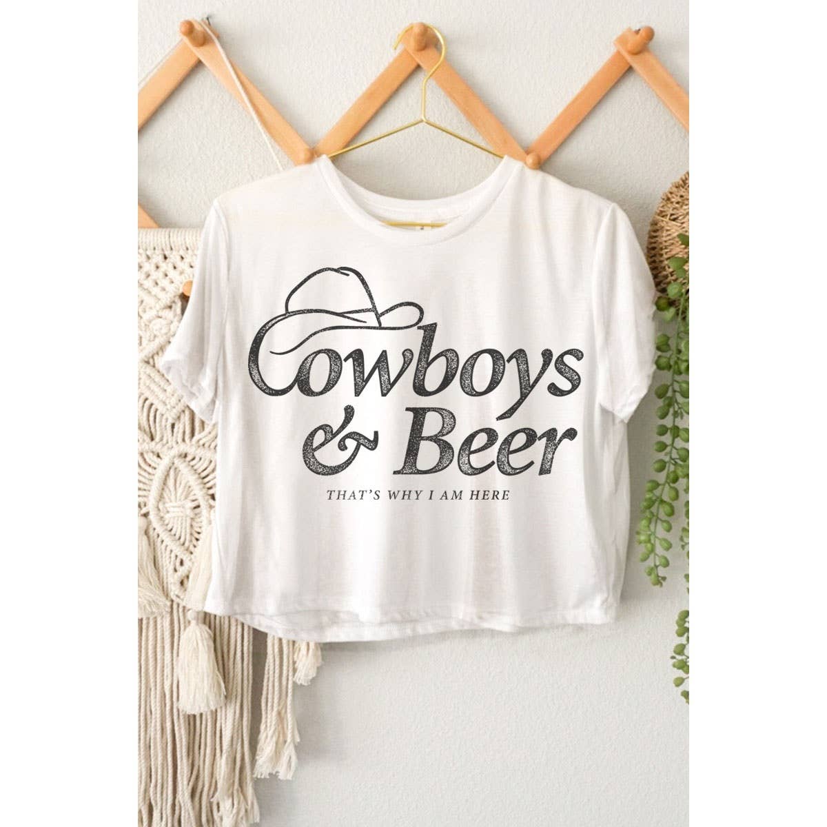 COWBOY N BEER GRAPHIC CROP TOP