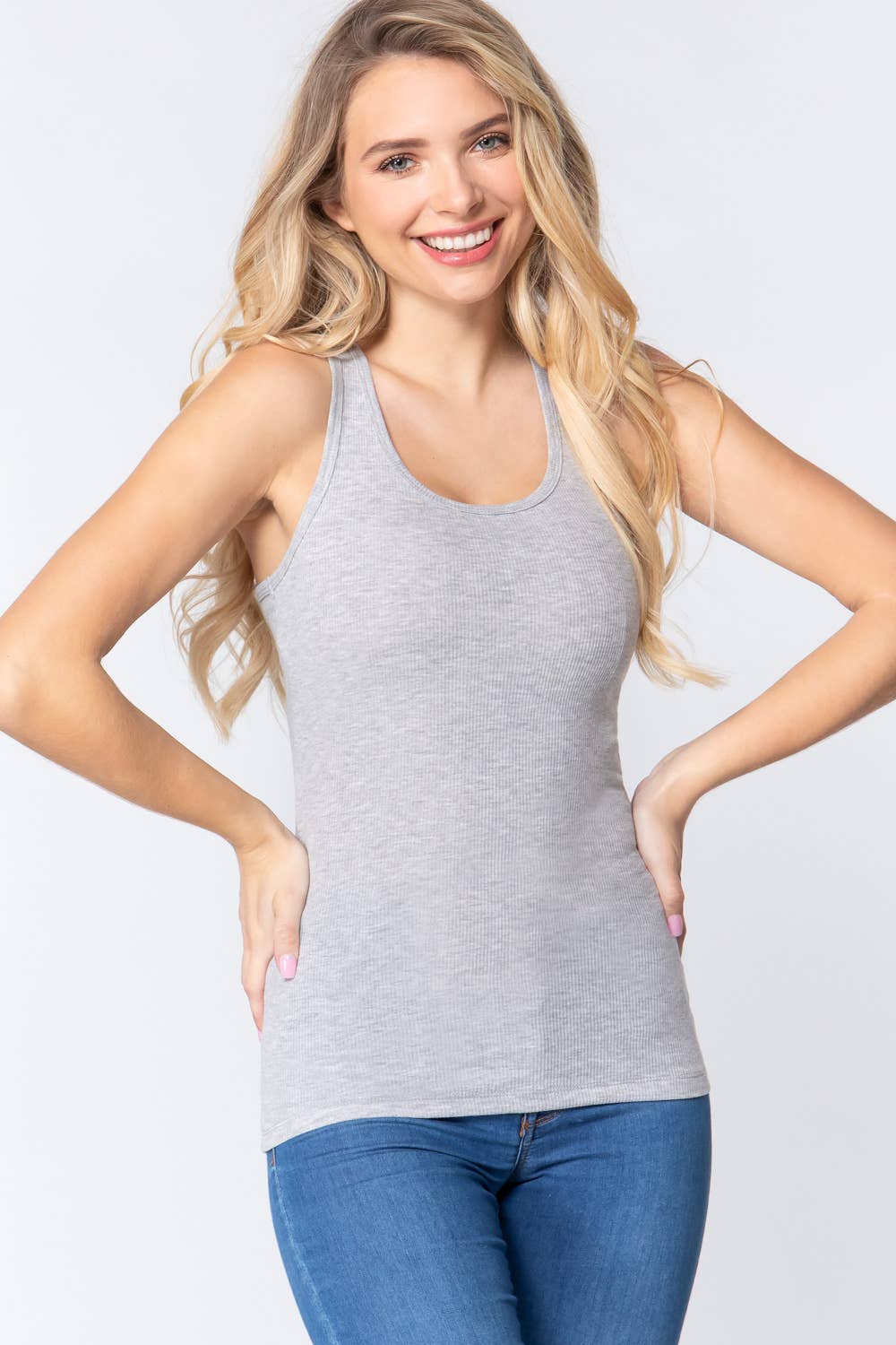 `Cotton/Poly Racerback Rib Tank