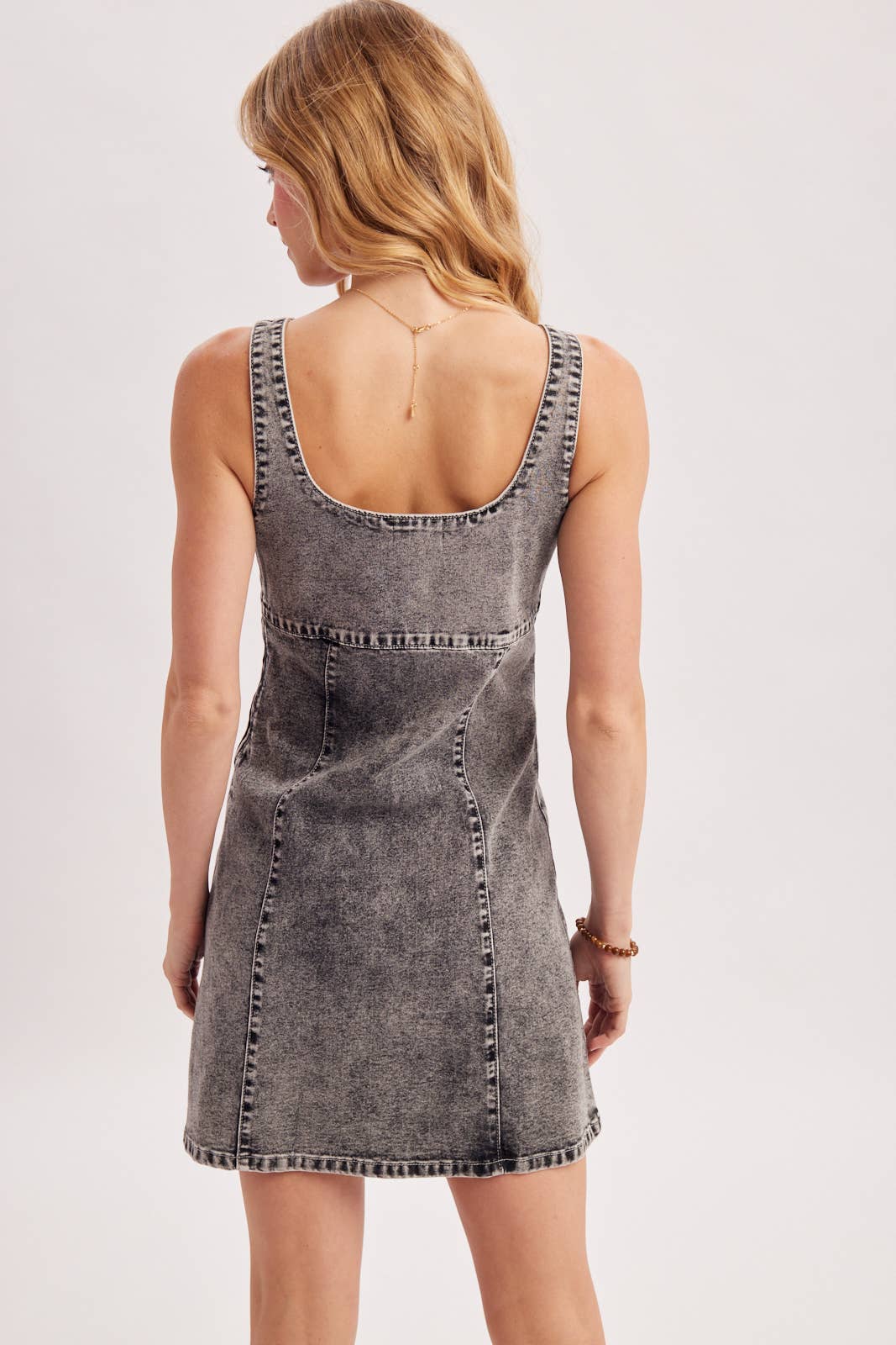 SQUARE NECK DENIM DRESS