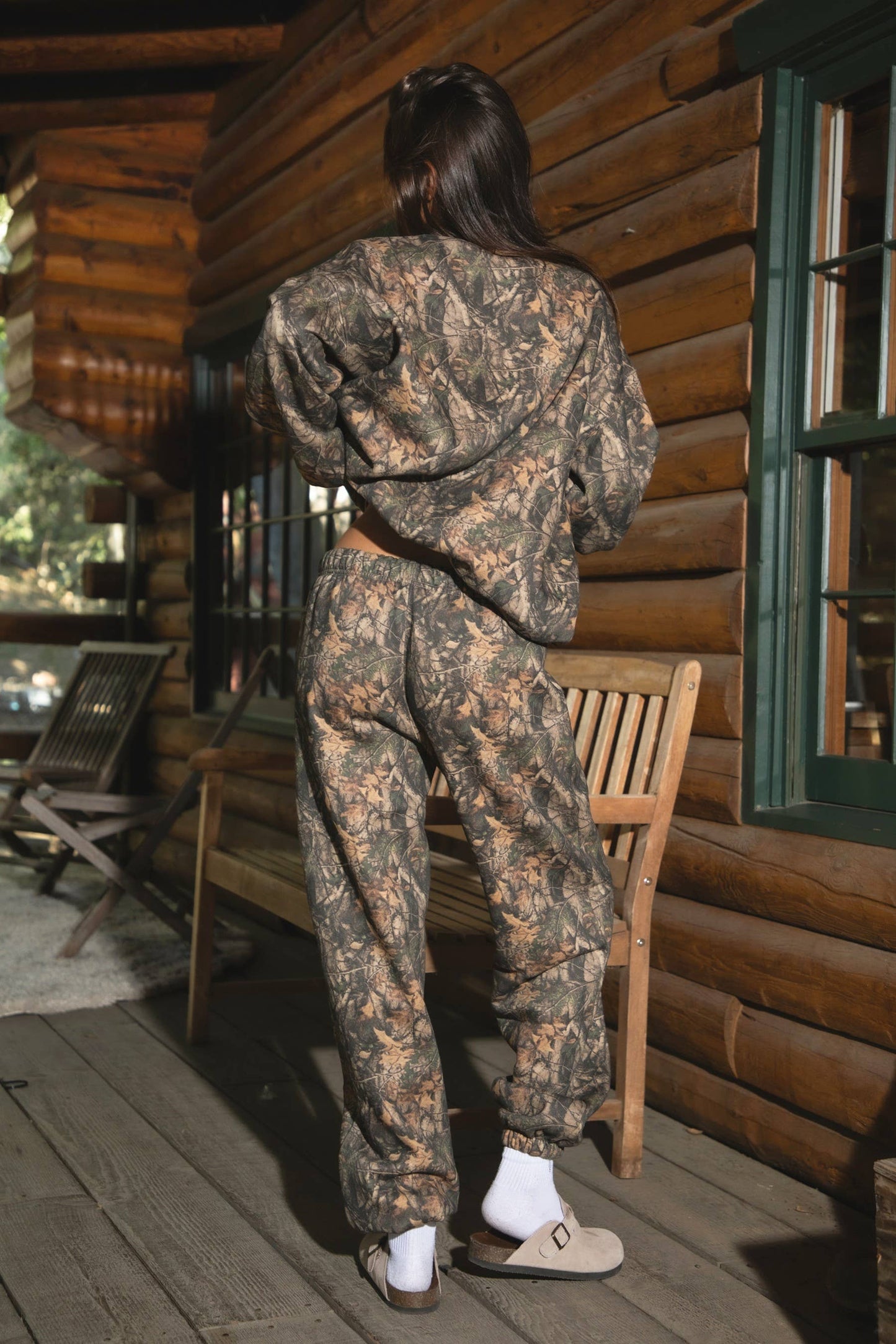BAYOU Woodland Camo Fleece Jogger Tapered Sweatpants