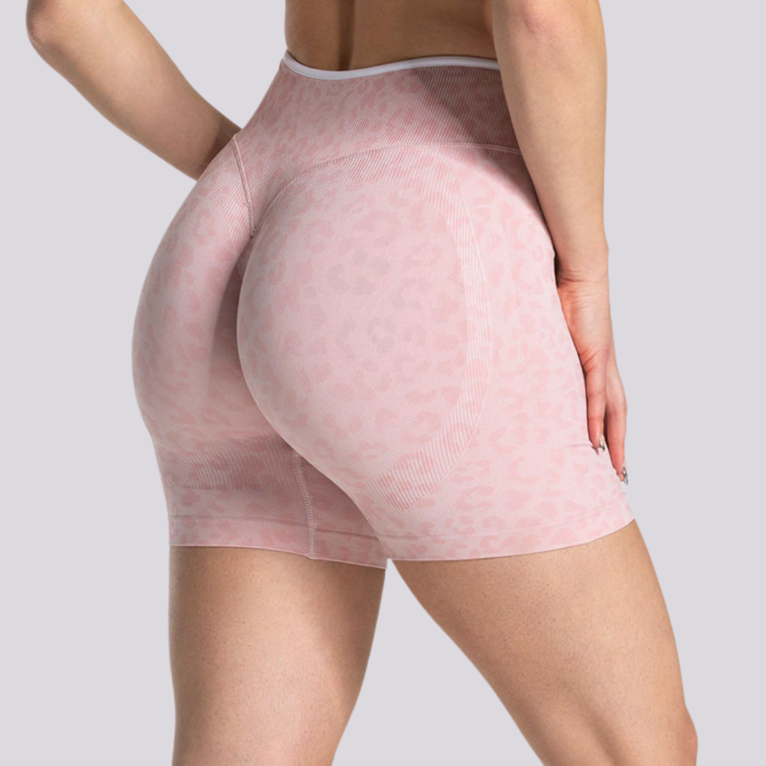 Women's Seamless Contrast Leopard Print Sports Yoga Shorts