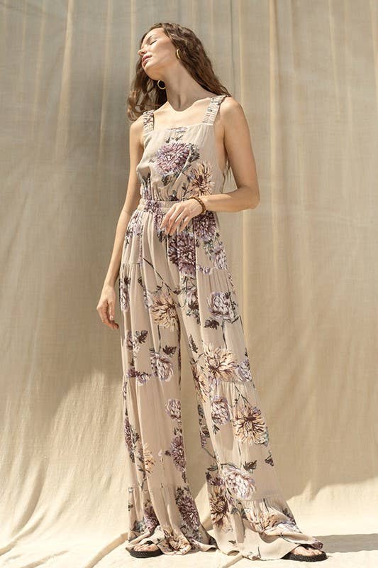 Floral Print Wide Leg Jumpsuit