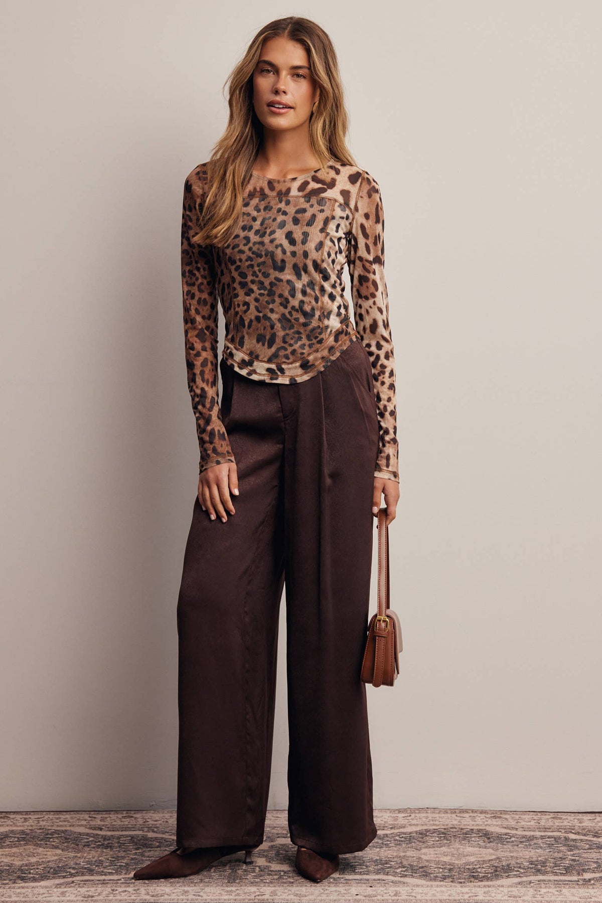 Leopard Print Double Layer Power Mesh Top FT0075
