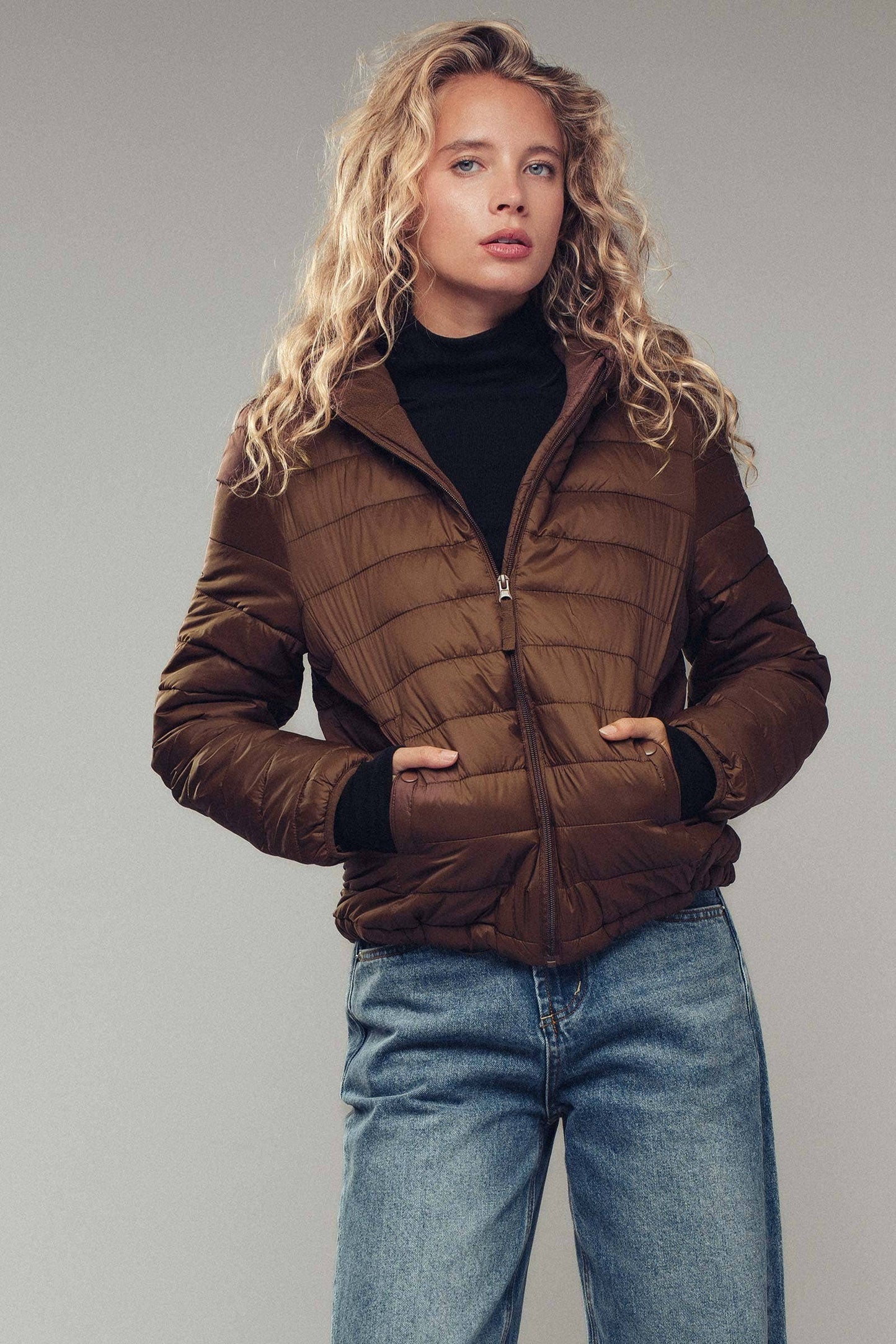 Hooded Lightweight Channel-Quilted Puffer Jacket