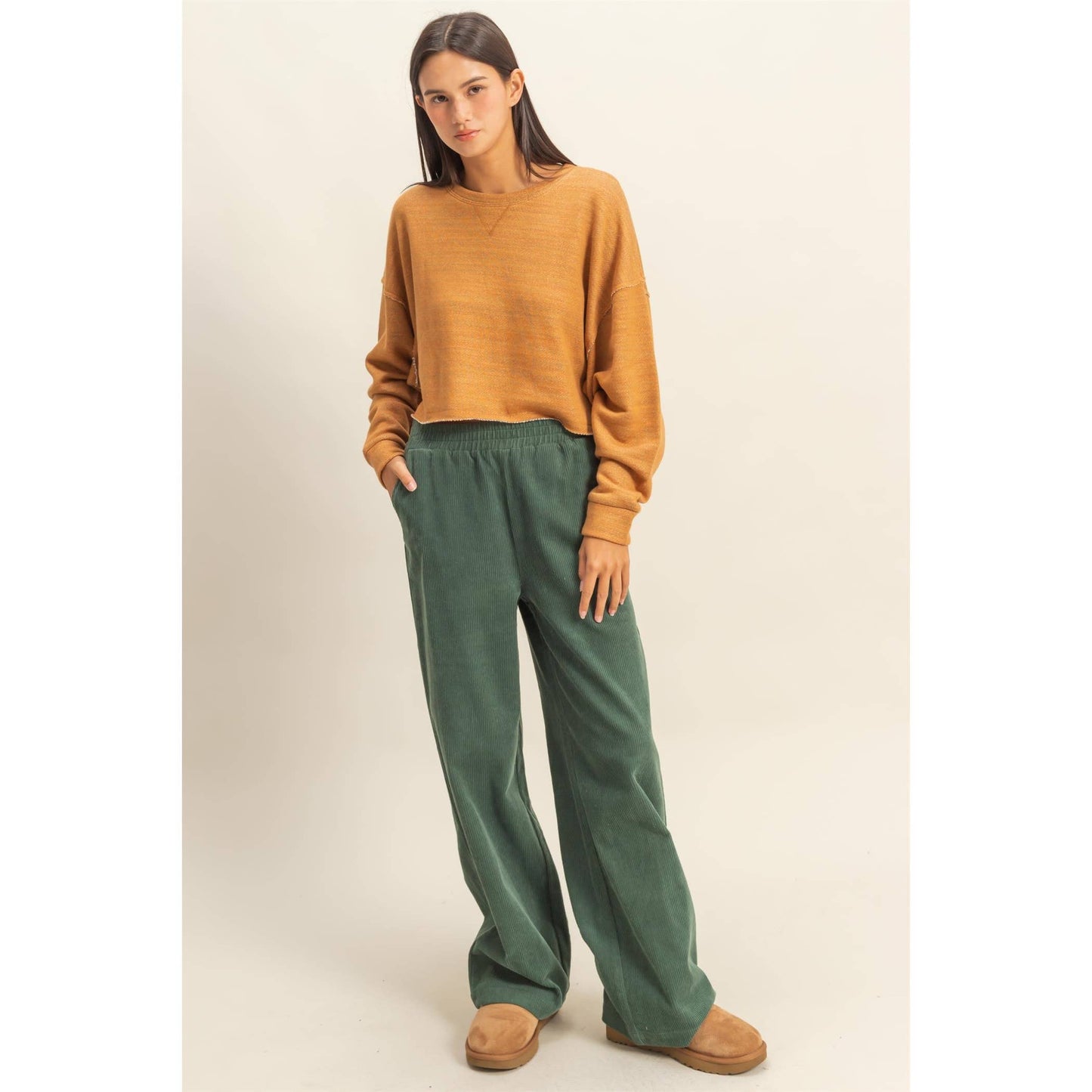 Drop-Shoulder Cropped Top
