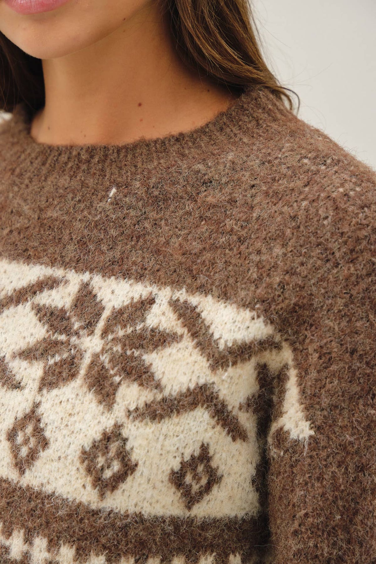 FLORAL FAIR ISLE CREW NECK SWEATER