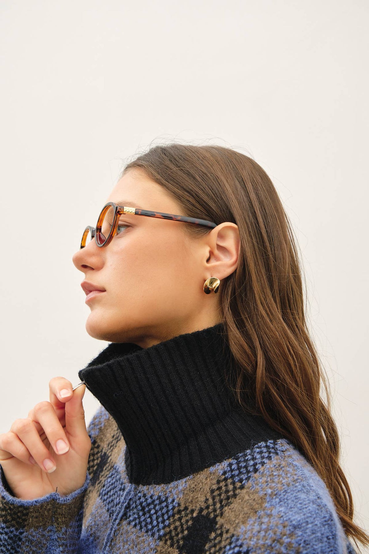 PLAID ZIP UP SWEATER JACKET