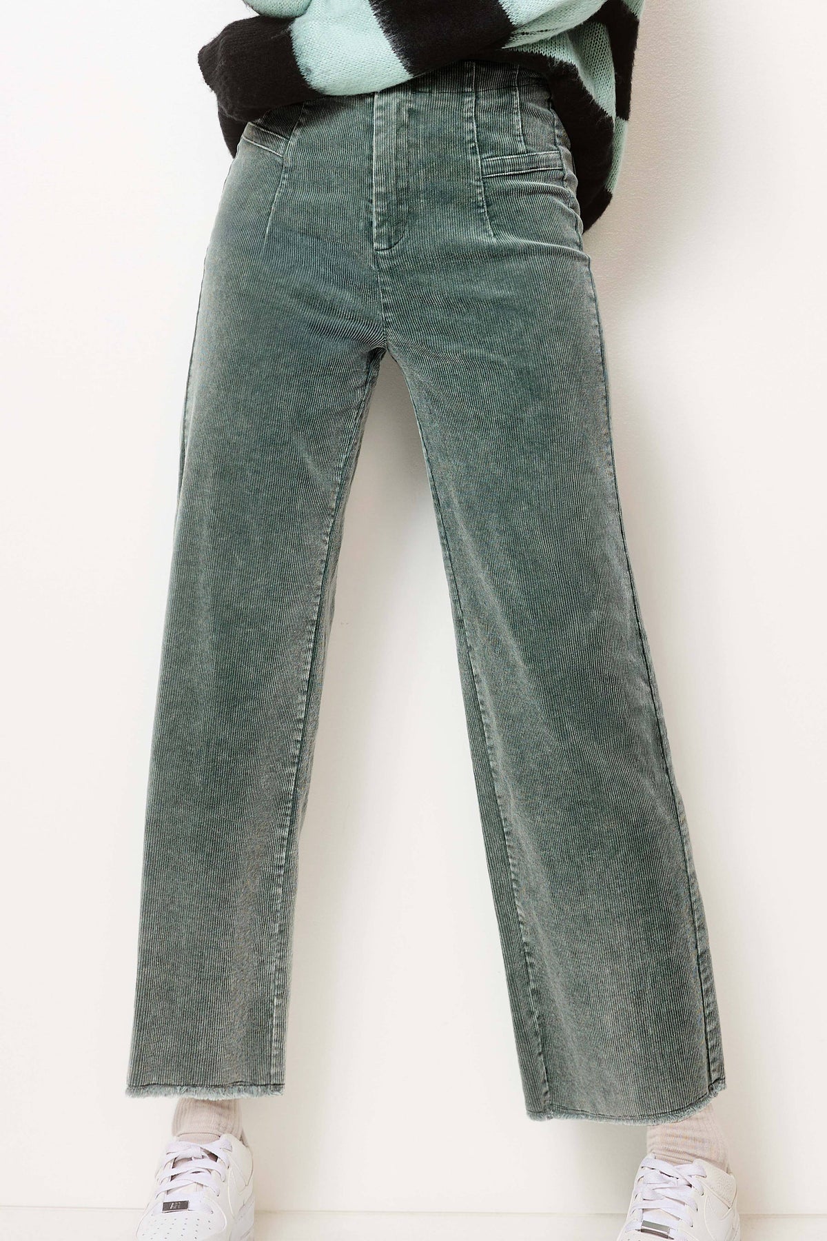 Mineral Washed High Waisted Wide Leg Corduroy Pants