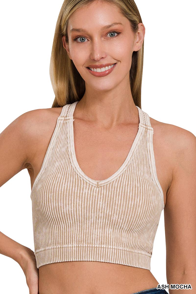Premium Washed Seamless Rib Crop Tank