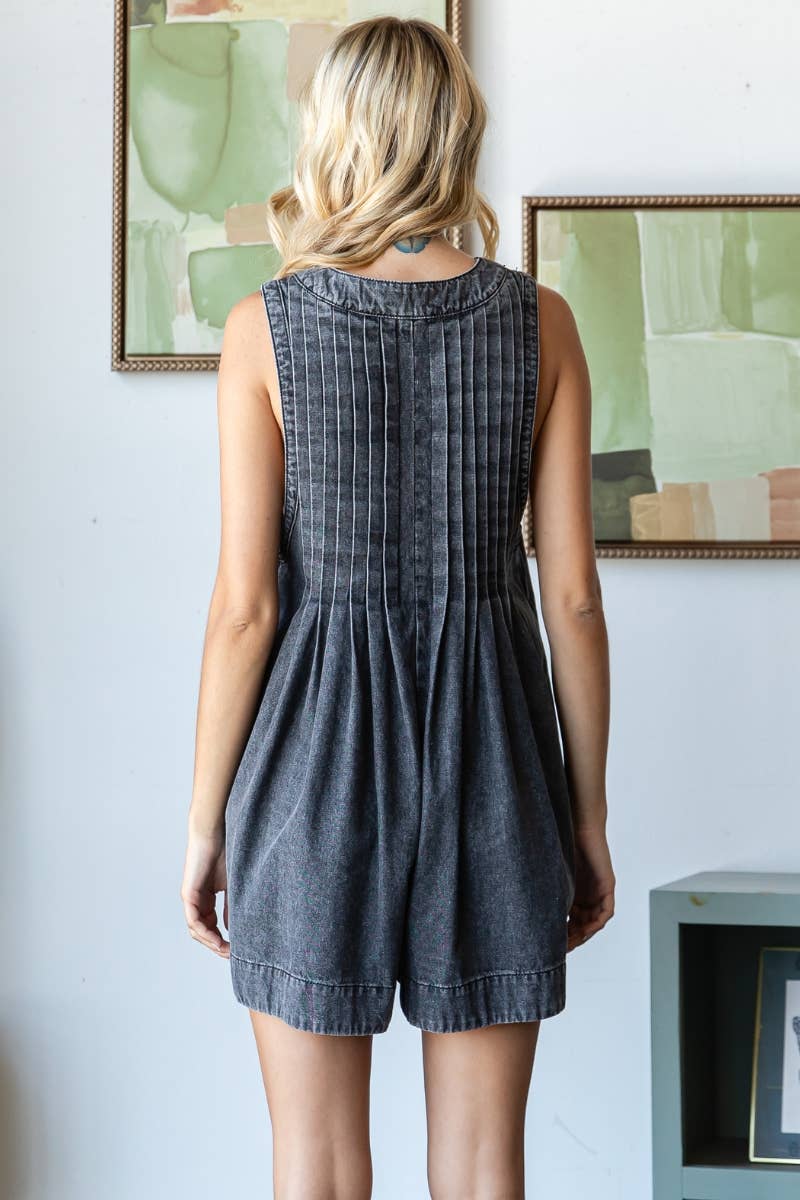 Pink Denim Romper