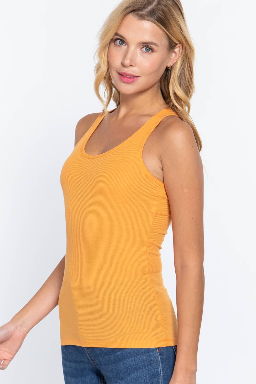 `Cotton/Poly Racerback Rib Tank