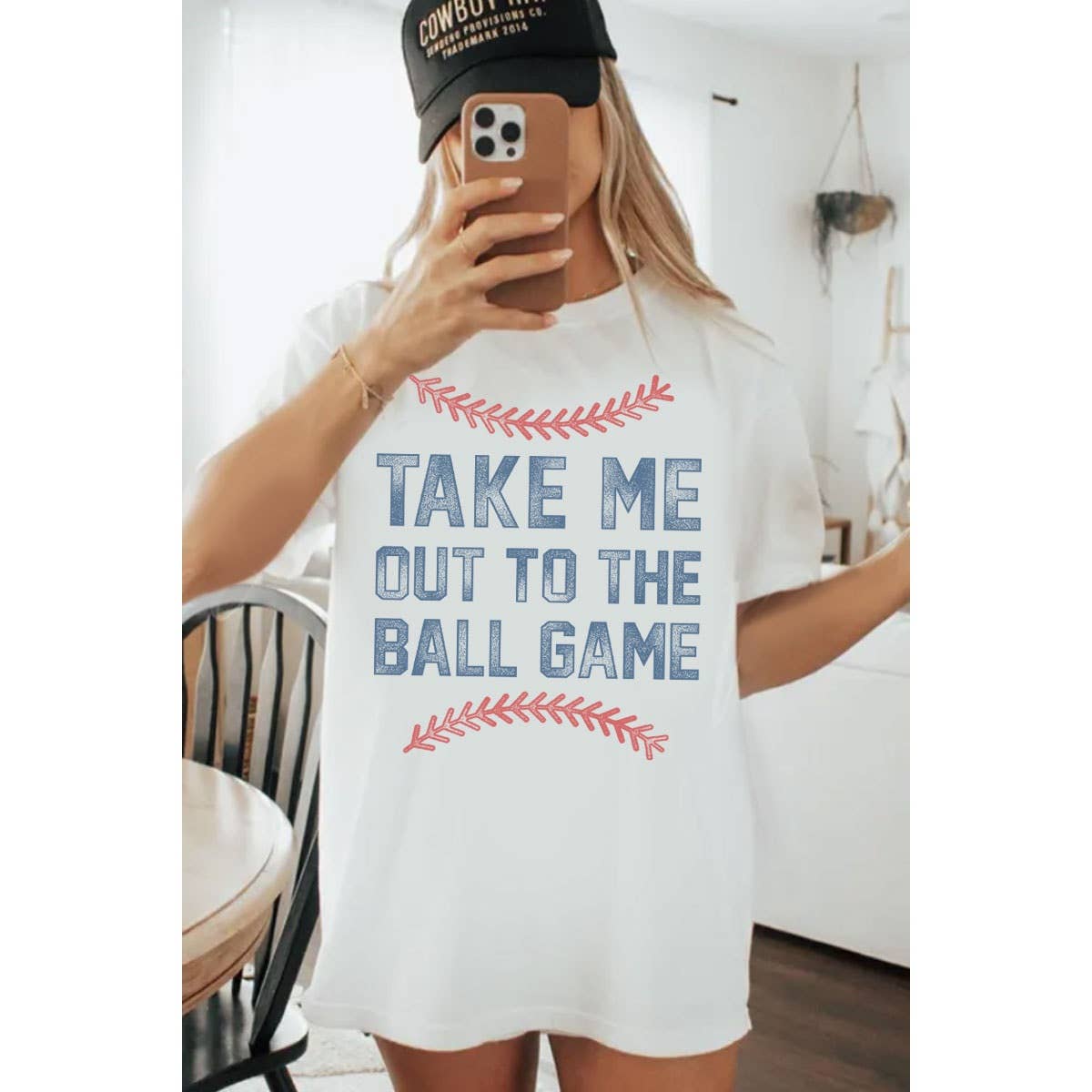 TAKE ME OUT TO THE BALL GAME OVERSIZED MINERAL GRAPHIC TEE