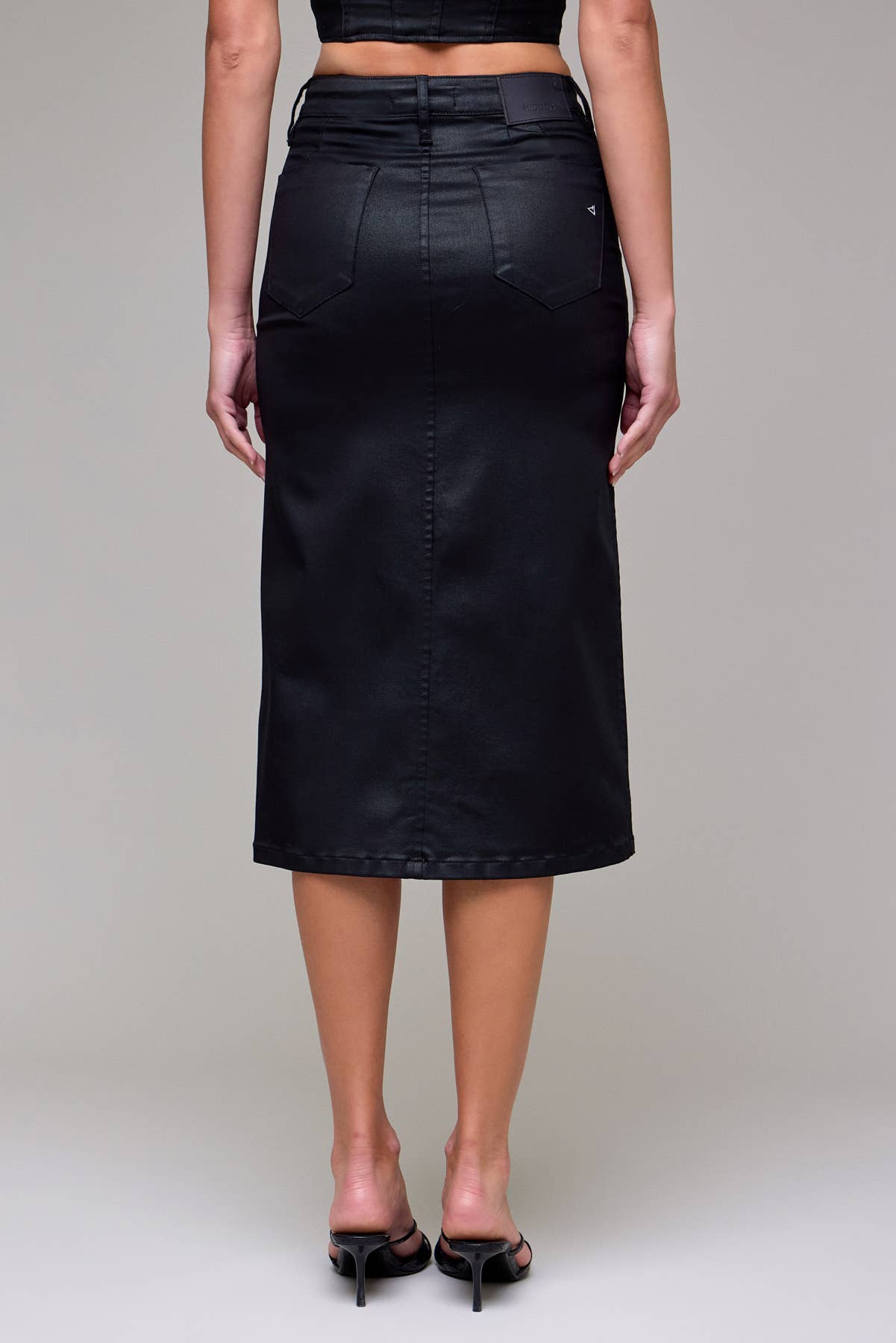 High Rise Front Slit Midi Skirt