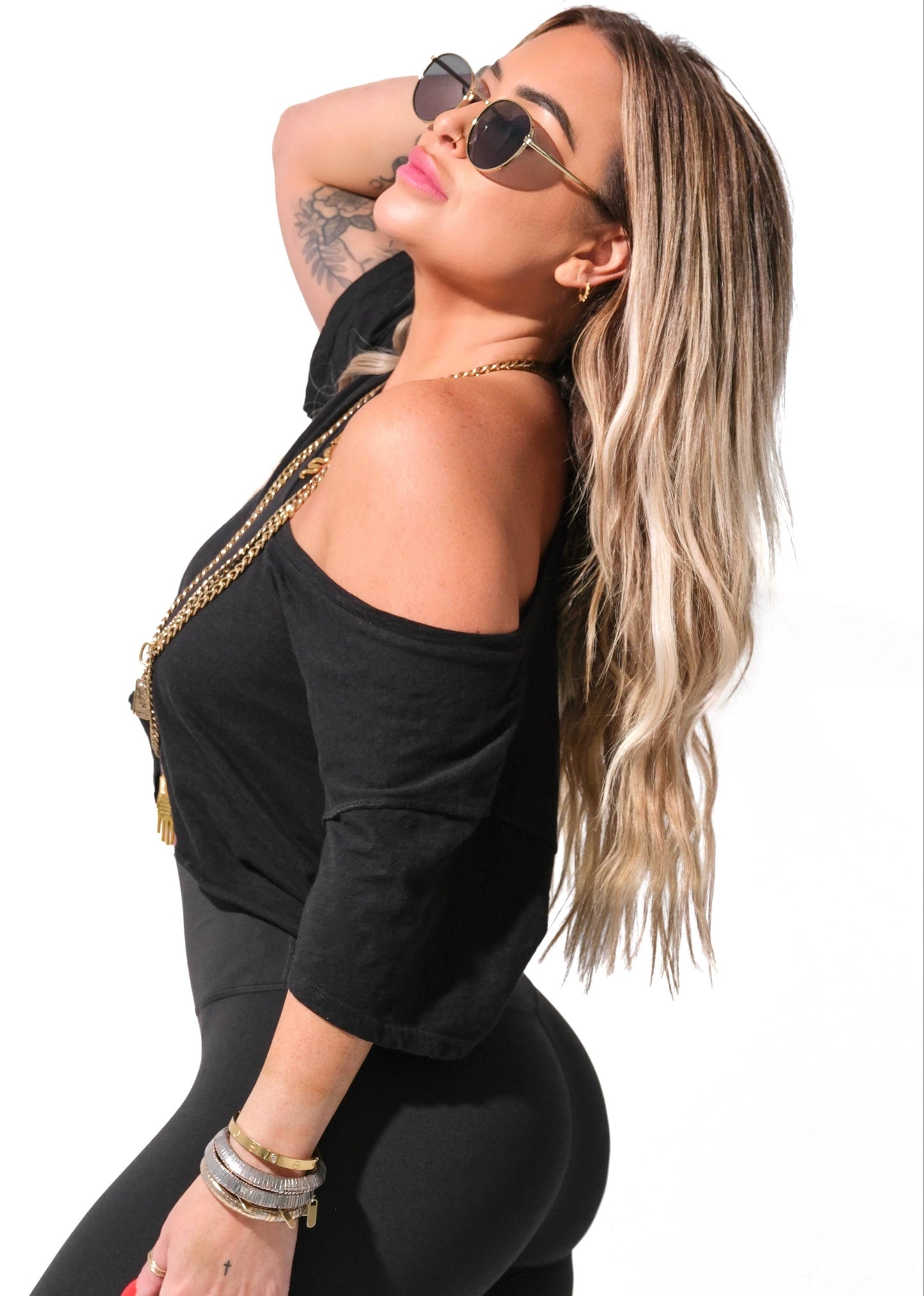 CROPPED PREMIUM PLUNGE V-NECK SIDE SLIT TOP