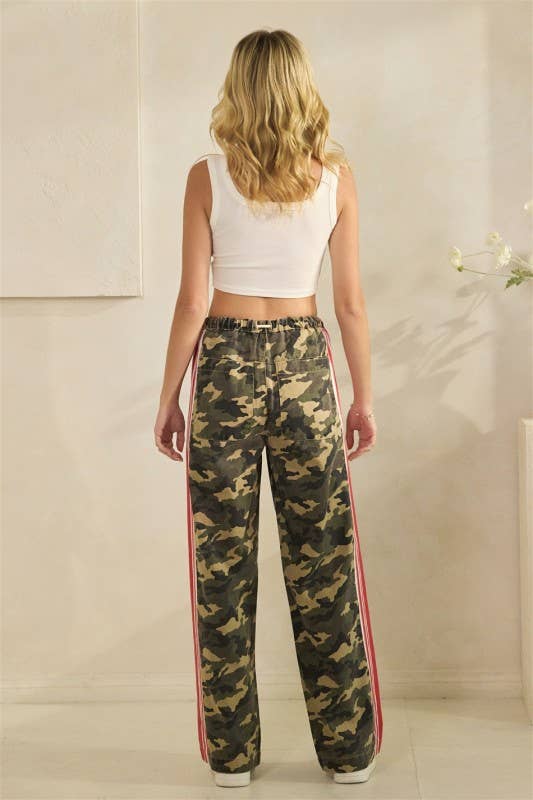 Leopard Sport Striped Wide Legged Pants