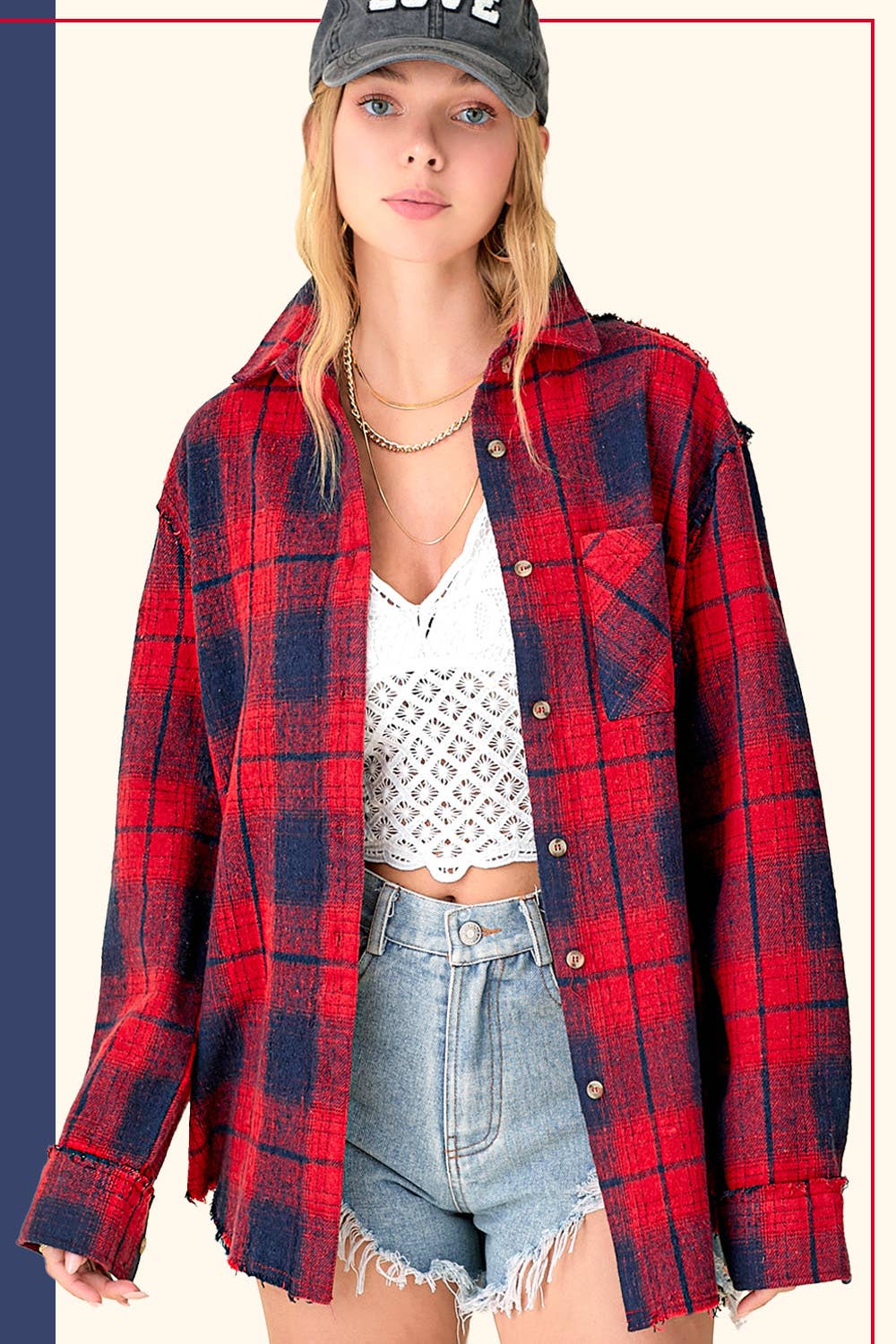 Mineral Washed Button-Down Soft Fabric Plaid Shirts