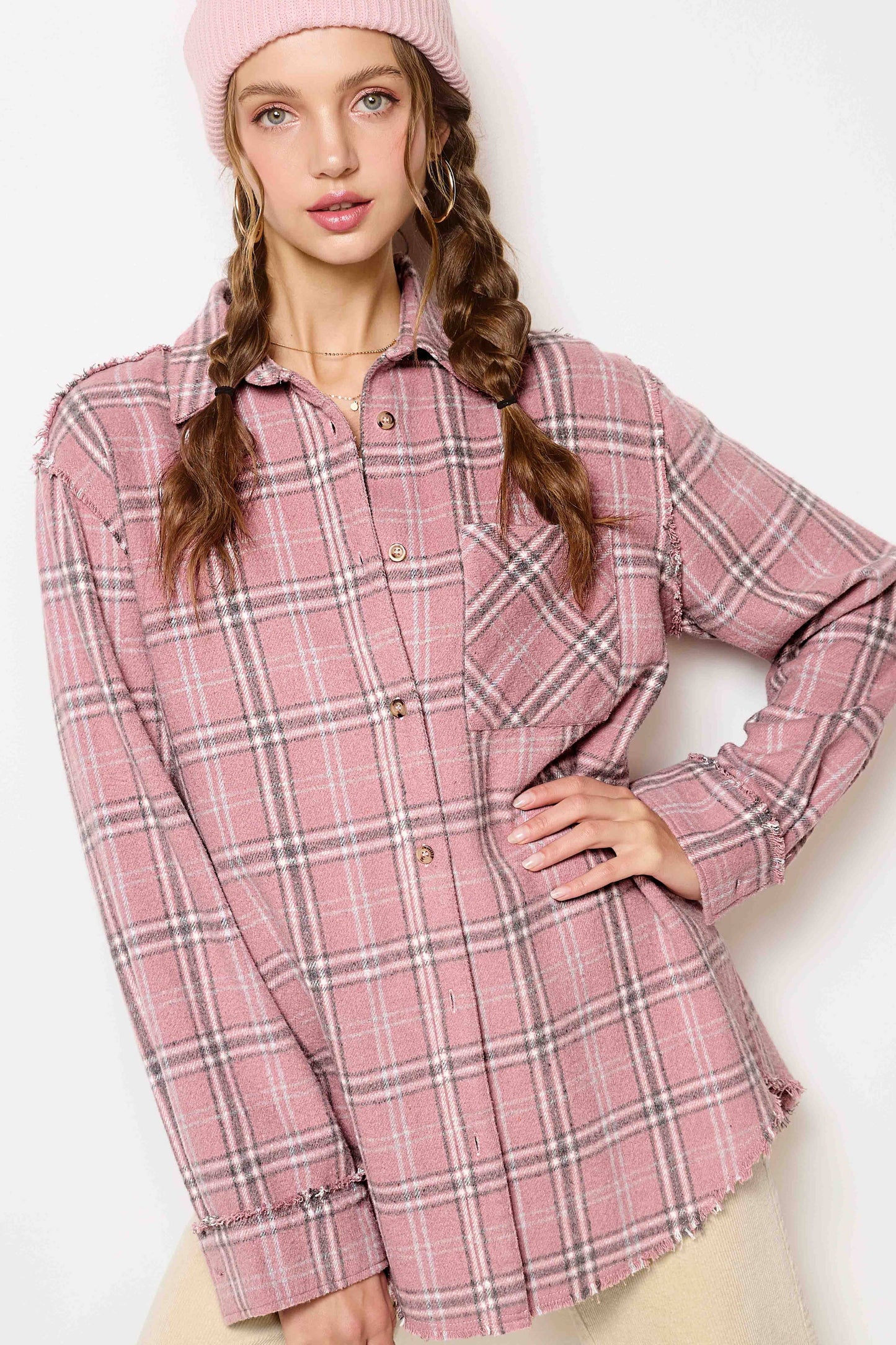 Mineral Washed Button-Down Soft Fabric Plaid Shirts