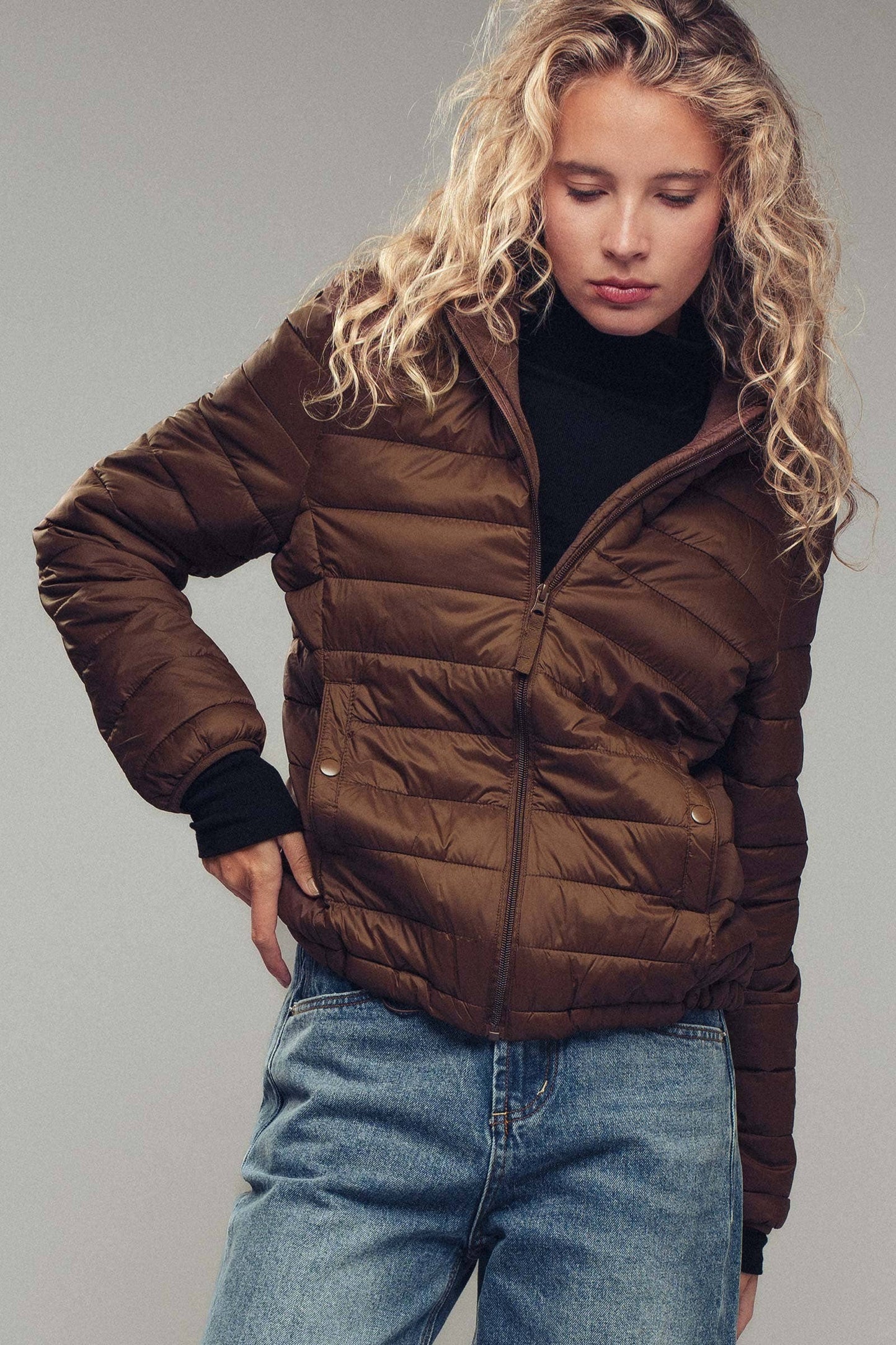 Hooded Lightweight Channel-Quilted Puffer Jacket