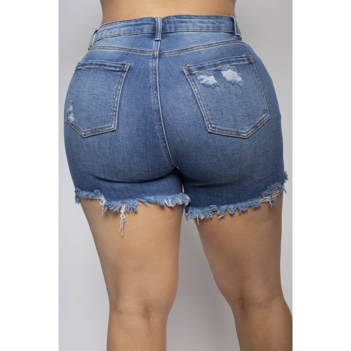 PLUS SIZE DISTRESSED DENIM MOM SHORTS